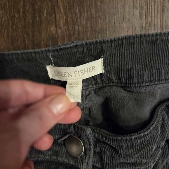 Eileen Fisher Women's Gray Corduroy Pants - Picture 2 of 3